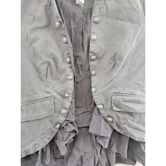 Free People Ruffles Romance Jacket Women's S Washed Black Flap Pockets Open L/S+ - Picture 9 of 15